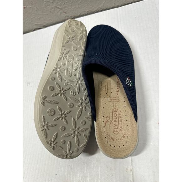 Fly Flot Made in Italy Womens Blue Mesh Clogs Mules Anatomic Anti Shock Size 8 - Picture 4 of 4